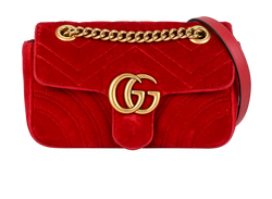 GG Marmont Shoulder Bag, Velvet, Red, 493075, 2*